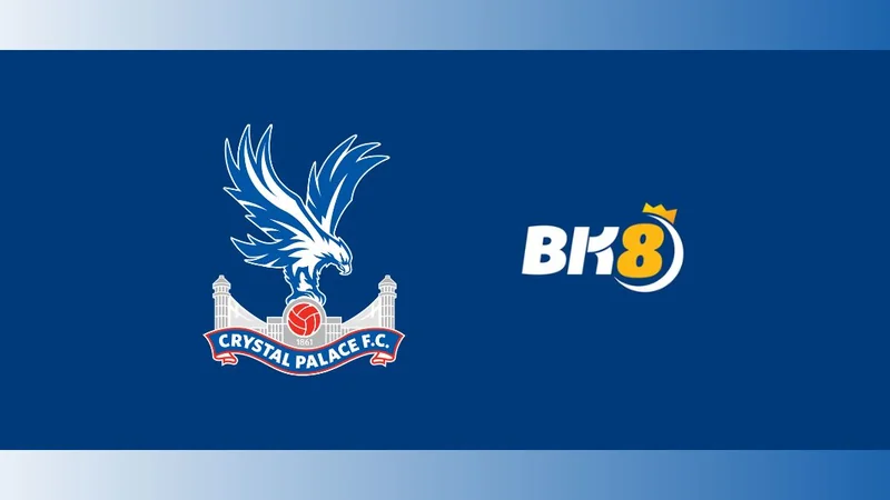 Crystal Palace crest beside the BK8 logo on the blue partnership announcement graphic